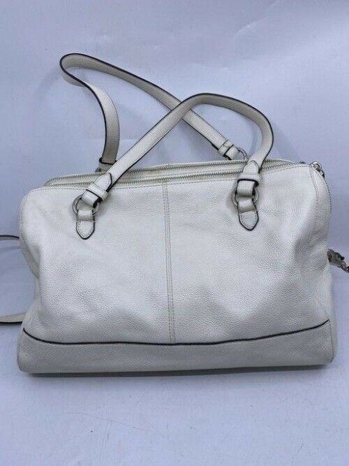 Coach w medium handbag w strap classic white leather shoulder bag