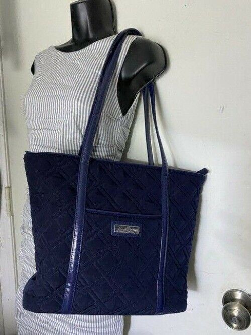 Vera Bradley Large Quilted Navy Blue Shoulder Bag