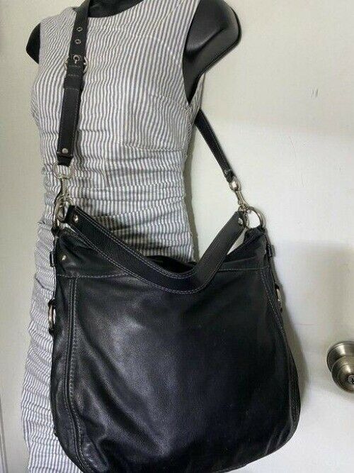 Coach xl shoulder black leather cross body bag
