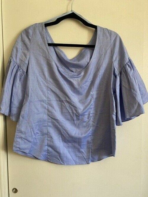 milly blue new women s bell sleeve woven msrp blouse