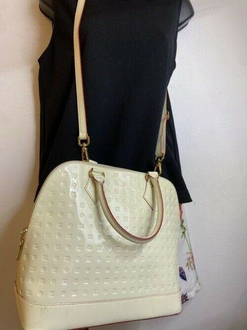 arcadia large handbag w strap white patent leather cross body bag