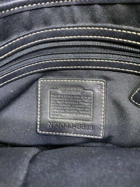 coach medium material black gray fabric shoulder bag