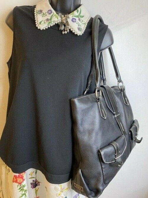 tumi bag xl very good black leather tote