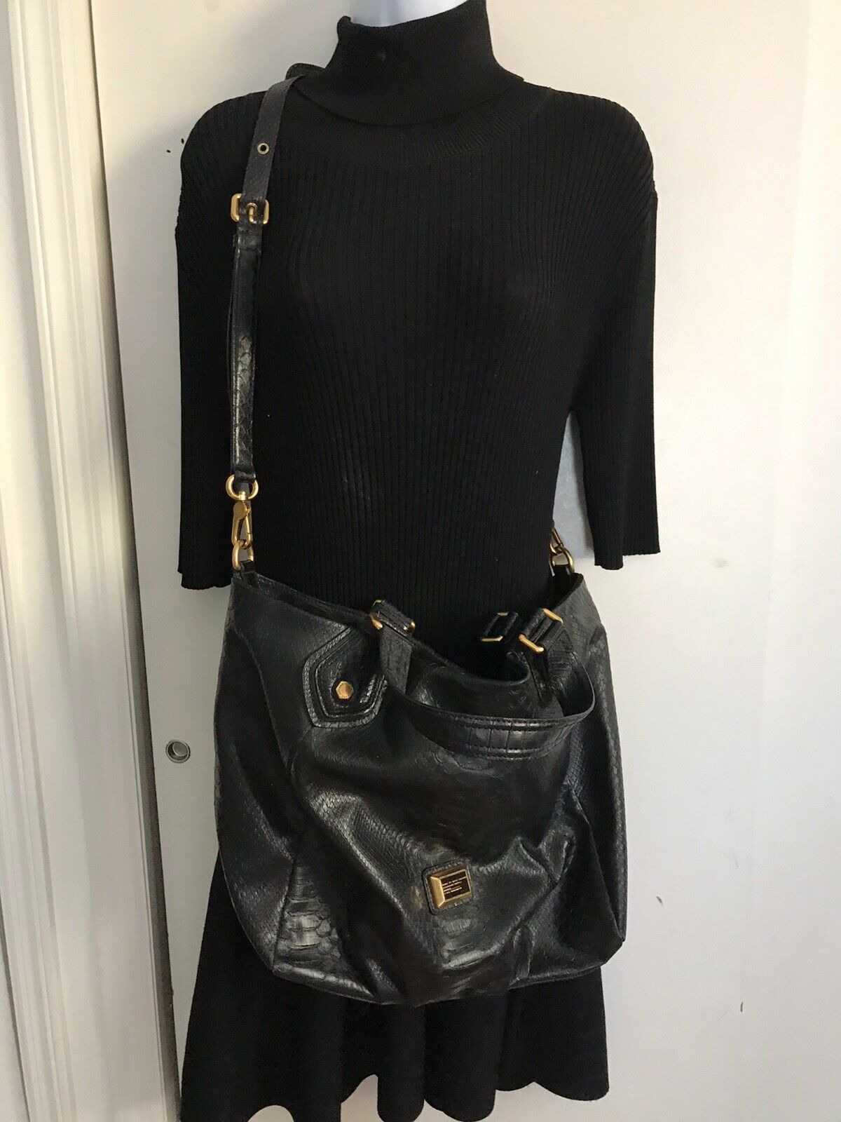 Marc Jacobs Leather Bucket Bag Python Embossed