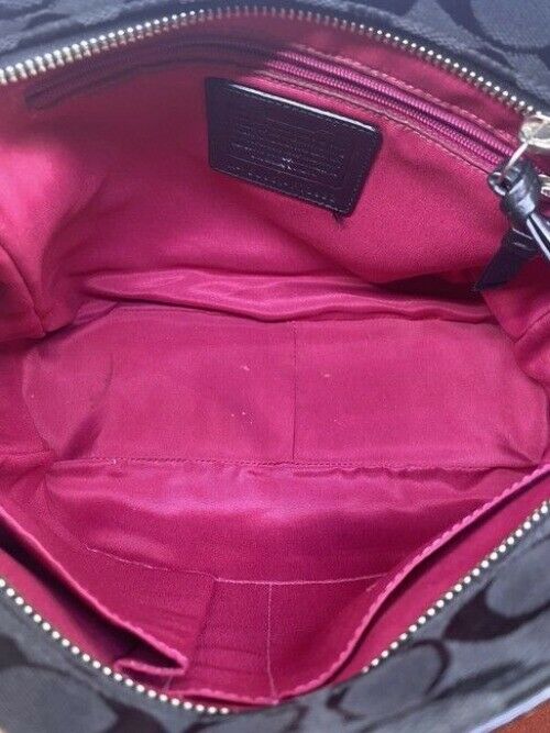 Coach Signature Stripe Python Black Fabric Shoulder Bag
