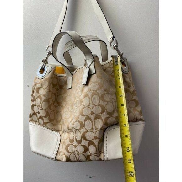 NWT Coach Tan White Fabric Tote Bag MSRP $328