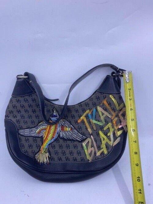 Dooney and Bourke w hand customized by me w applique black gray hobo bag