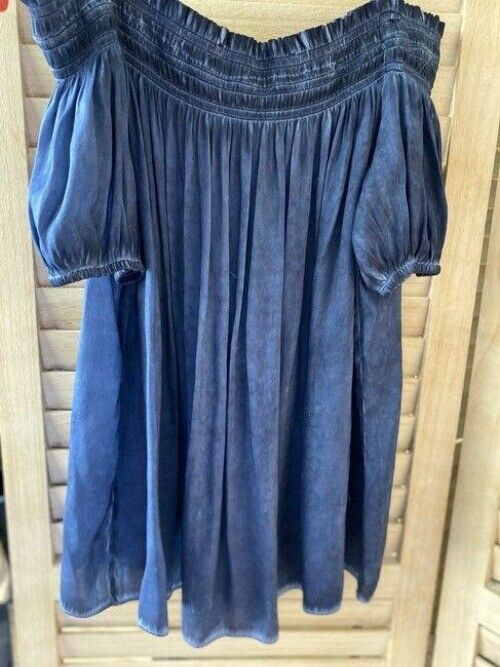 Nicole Miller blue off shoulder msrp small blouse