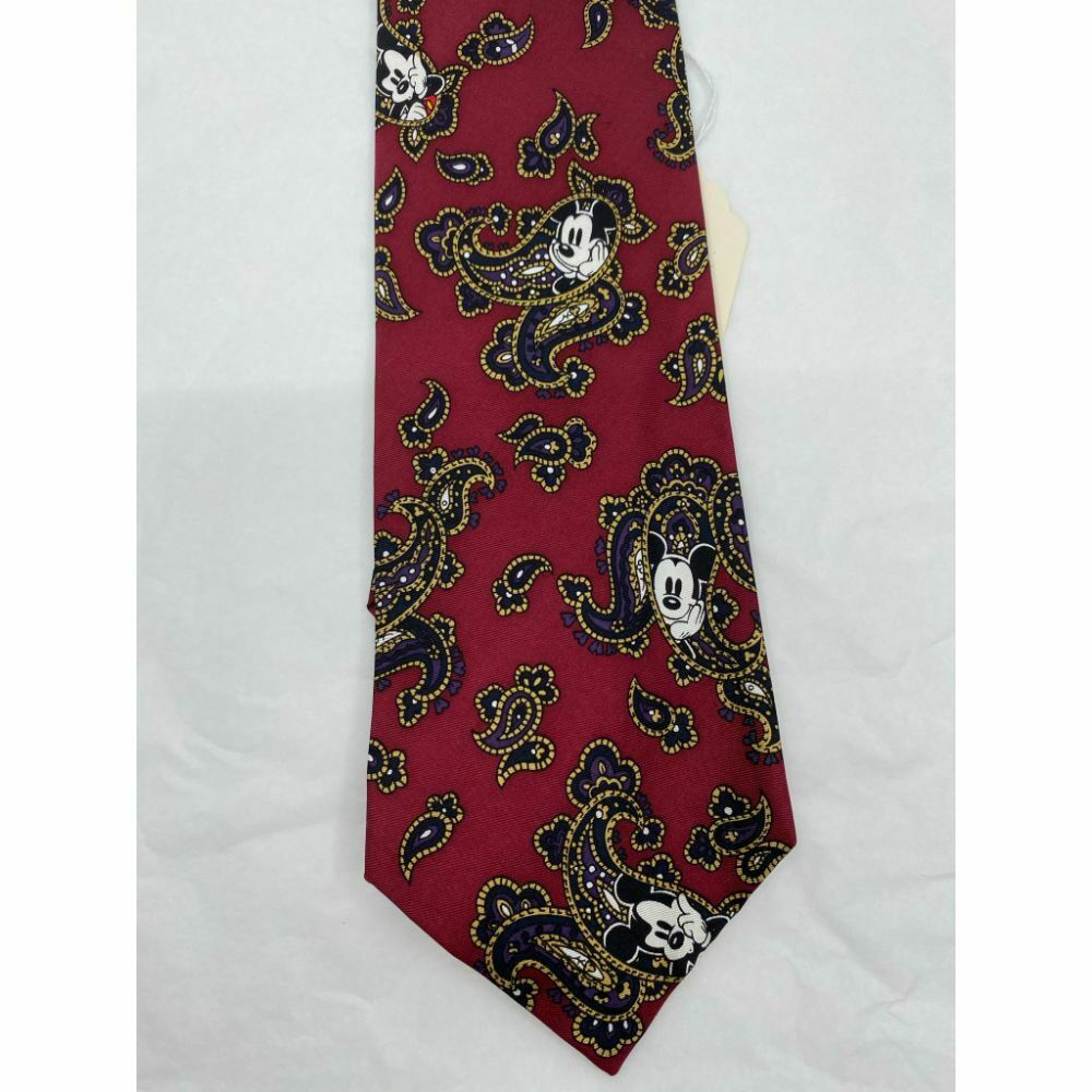MICKEY MOUSE Disney Neck Tie Red Black Hand Made 100% Silk