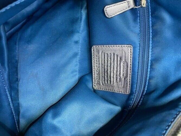 coach medium size silver gray jacquard fabric cross body bag