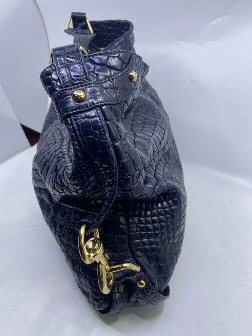 Rebecca Minkoff Croc Embossed Black Leather Shoulder Bag