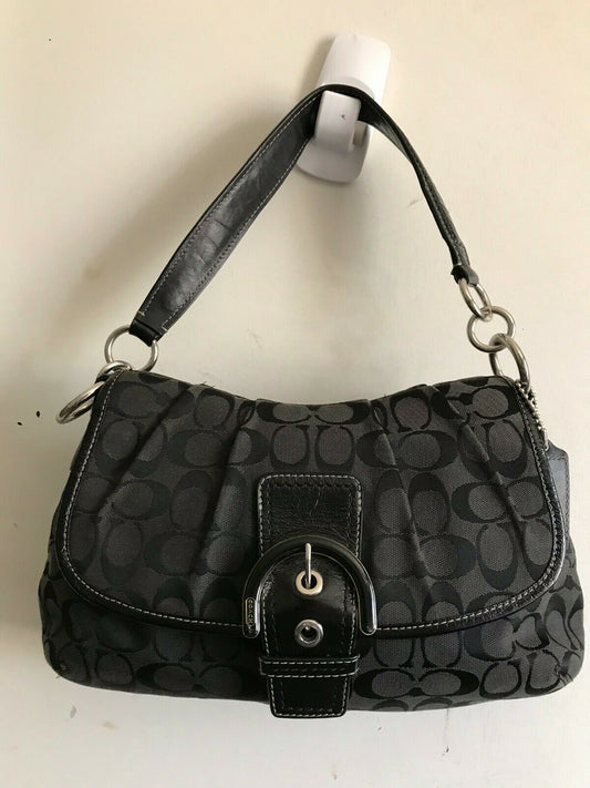 Coach Black Fabric Signature hand bag