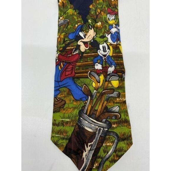 NWOT Disney Novelty Green Blue Neck Tie 100% Silk