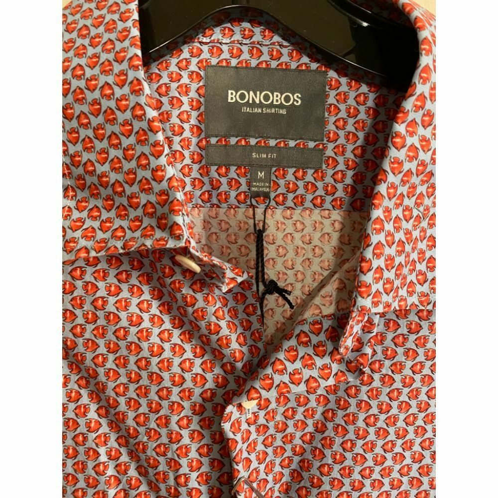BONOBOS Gray Red Printed Long Sleeve Button Down Shirt Size M