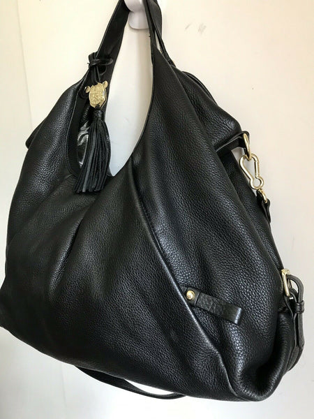 Vince Camuto Medium Black Leather Hobo Bag