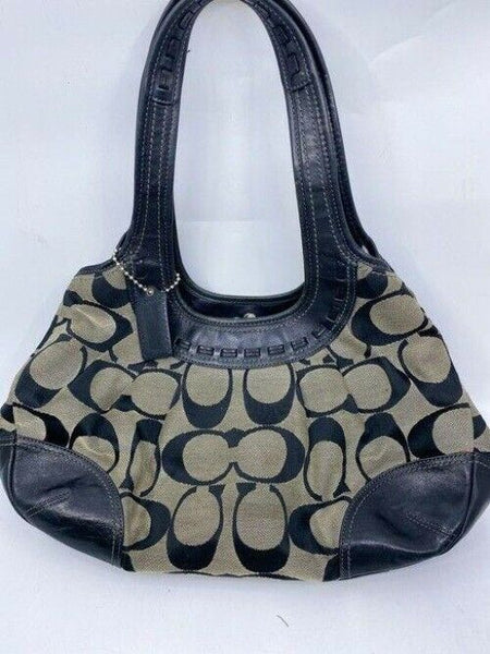 Coach Shoulder Bag Medium Msrp Beige Black Jacquard Fabric Tote