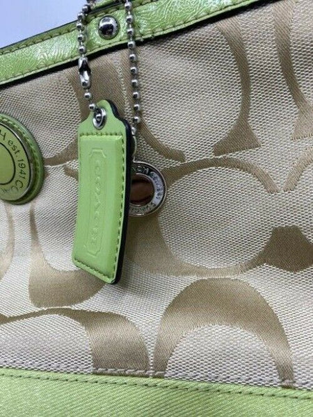 Coach Shopper Green Fabric Shoulder Bag