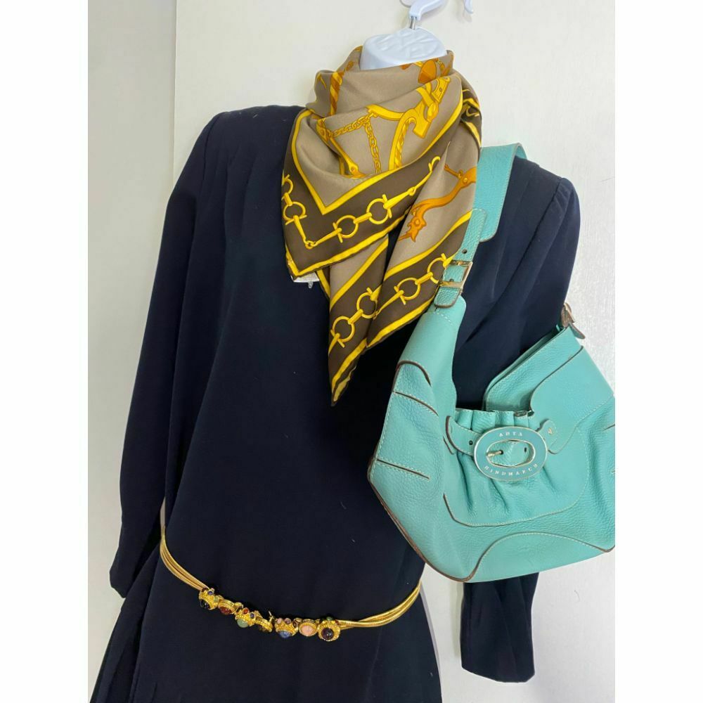 ANYA HINDMARCH Blue Green Leather Shoulder Bag Msrp 1,200