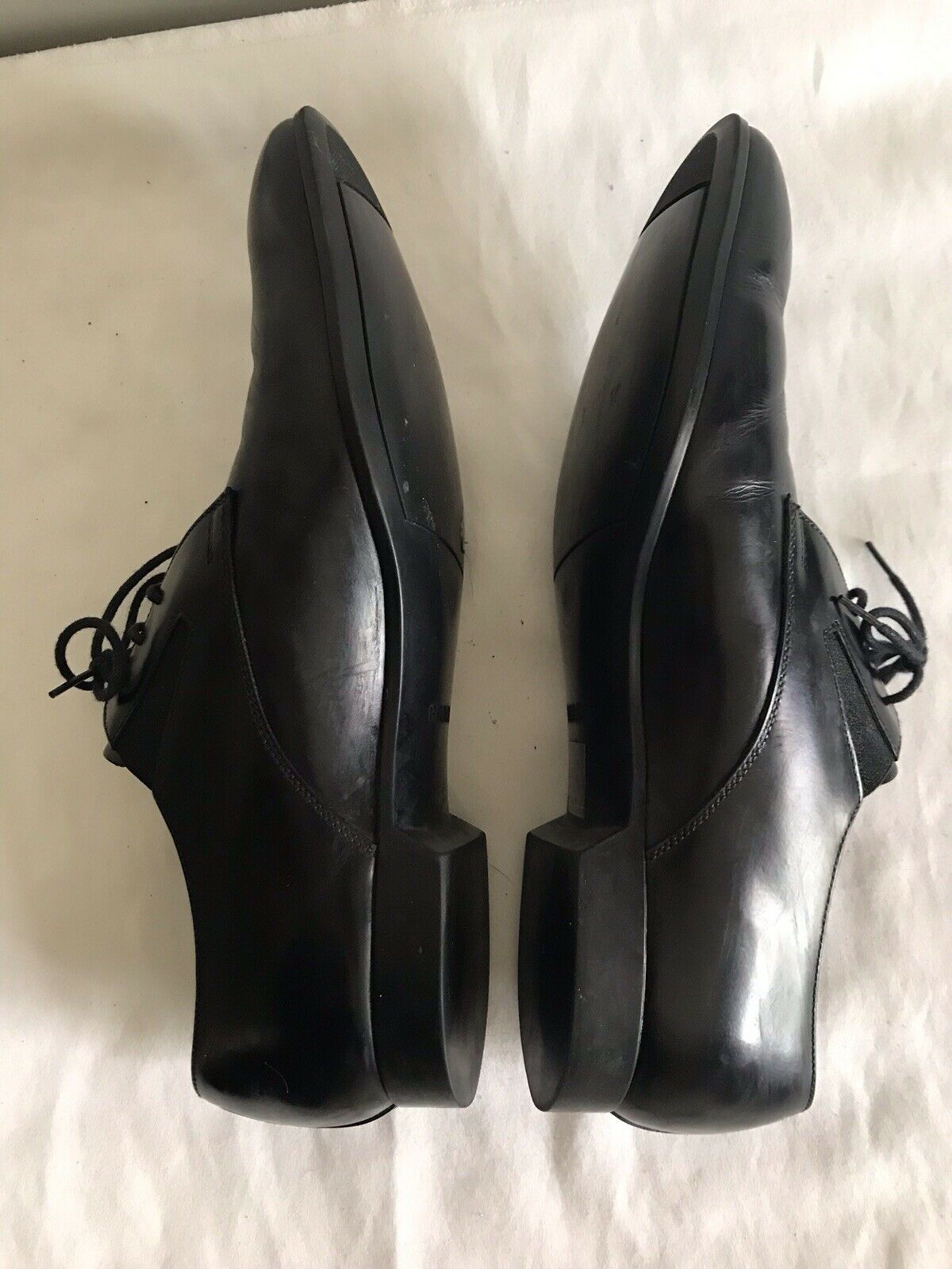 Prada Black Smooth Leather Oxfords