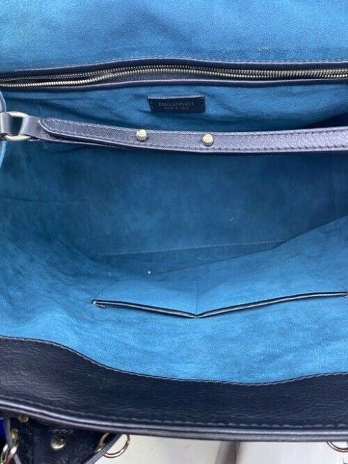 Emilio Pucci Medium City Marquise Top Handle Black Leather Shoulder Bag