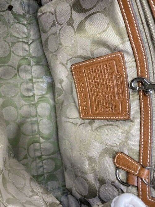 coach white brown leather shoulder bag