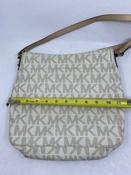 michael kors all over logo medium msrp black gray coated canvas cross body bag