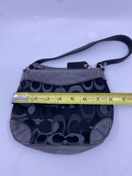 coach mini bag black gray fabric tote
