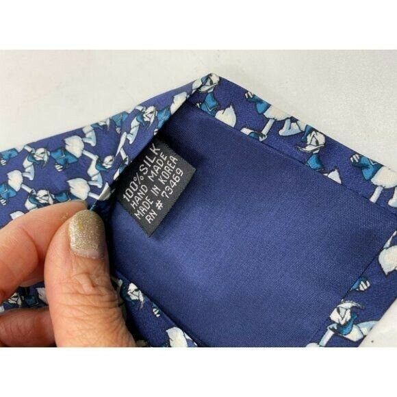 NWOT Disney Novelty Blue White Neck Tie 100% Silk