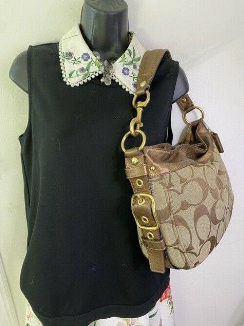 coach bag large brown fabric tote