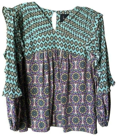 Nicole Miller Aqua Blue Purple Small Msrp Blouse