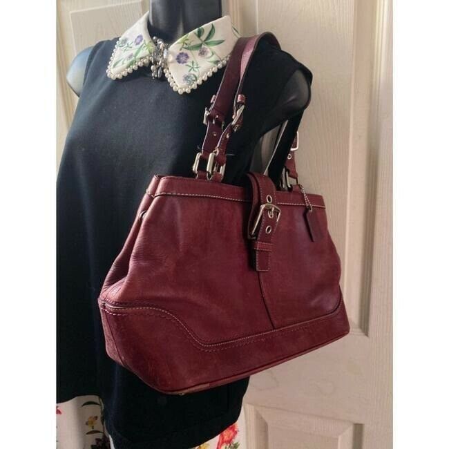 COACH Large Burgundy Leather Shoulder Bag