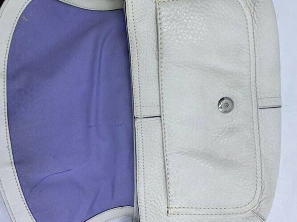 coach medium bag handbag white brown leather shoulder bag