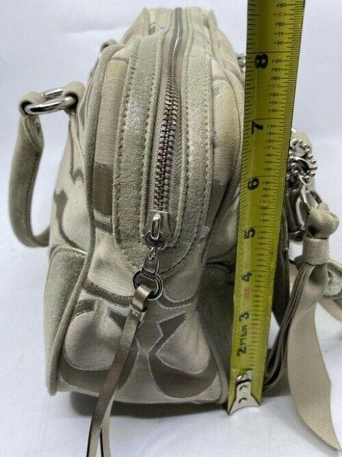 coach msrp silver gray fabric cross body bag