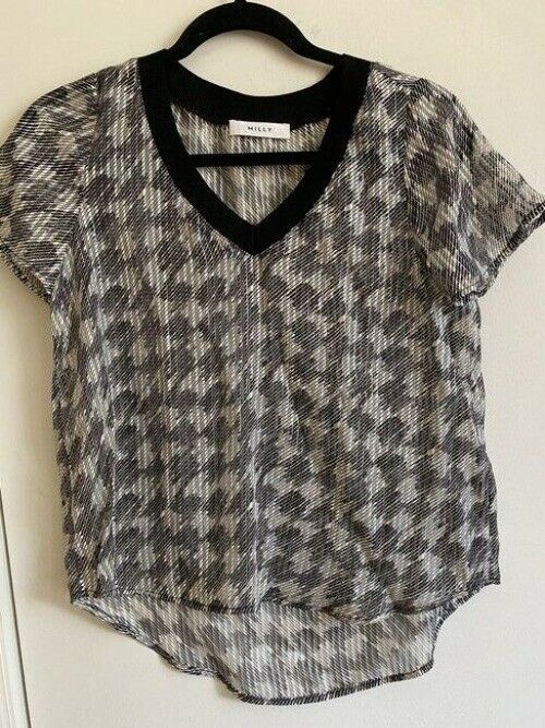 Milly white gray new ss msrp blouse