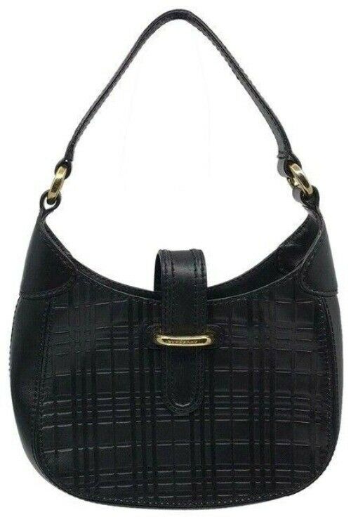 burberry vintage black leather shoulder bag