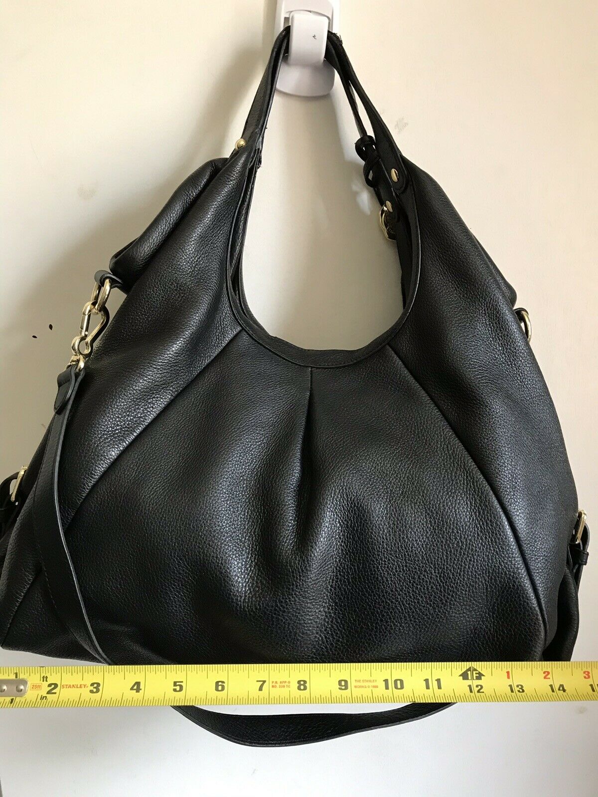Vince Camuto Medium Black Leather Hobo Bag