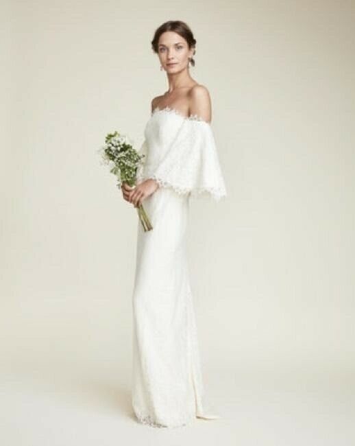 Nicole Miller White Bell Bridal Gown Lace Msrp Long Formal Dress