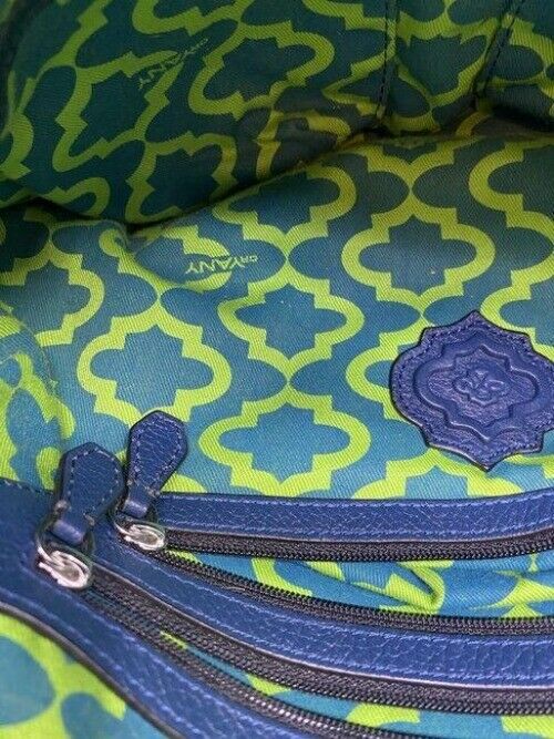 oryany in need of tlc blue leather tote