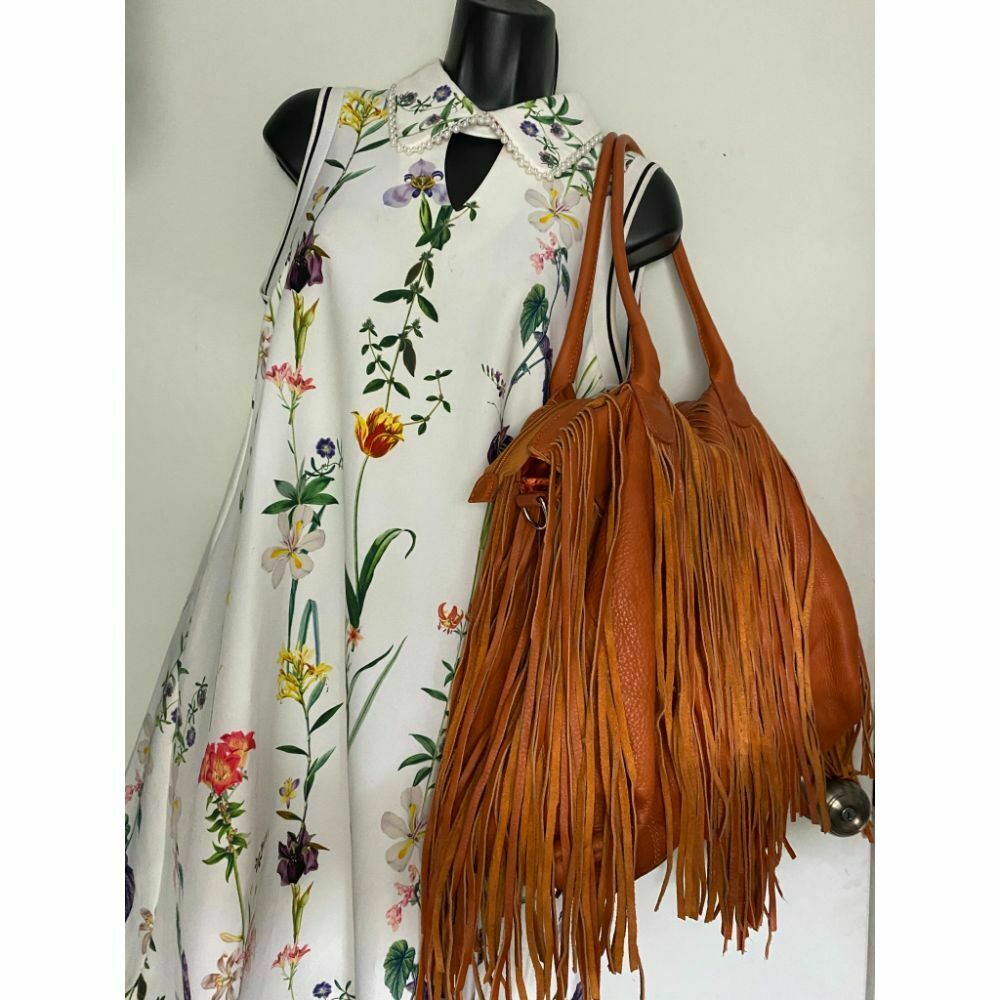 OTTImia Orange Leather Shoulder Bag