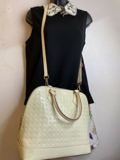arcadia large handbag w strap white patent leather cross body bag