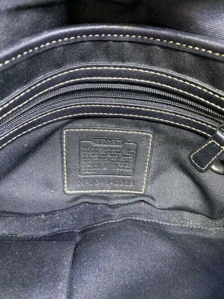 coach medium material black gray fabric shoulder bag