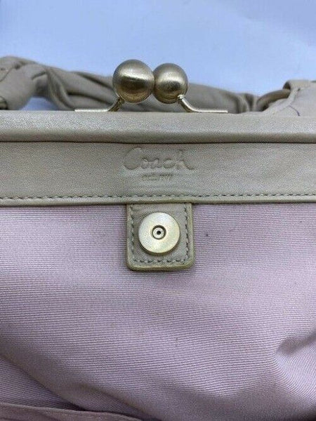 coach medium material pink beige fabric shoulder bag