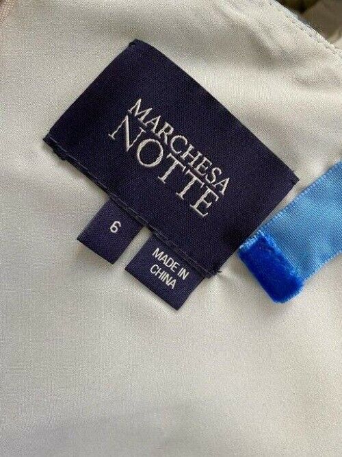 marchesa blue white nwot notte blue short formal dress