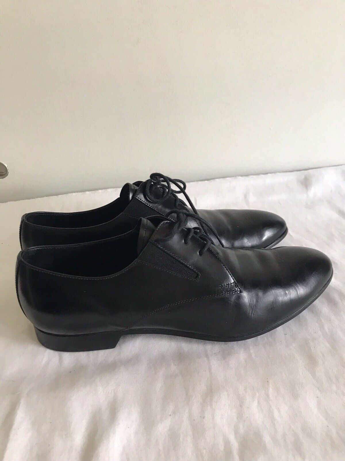 Prada Black Smooth Leather Oxfords