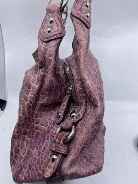 coach croc embossed eddie msrp purple shoulder bag