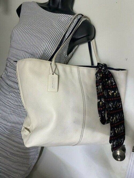 coach tote w large bag tote w detachable specialty white leather shoulder bag