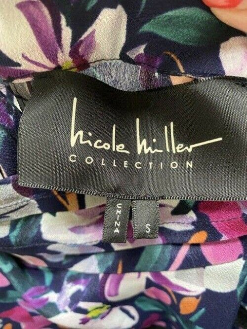 nicole miller multicolor new ls floral msrp sample small blouse