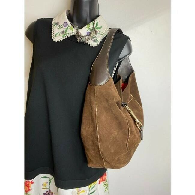 dooney and bourke brown suede leather hobo bag