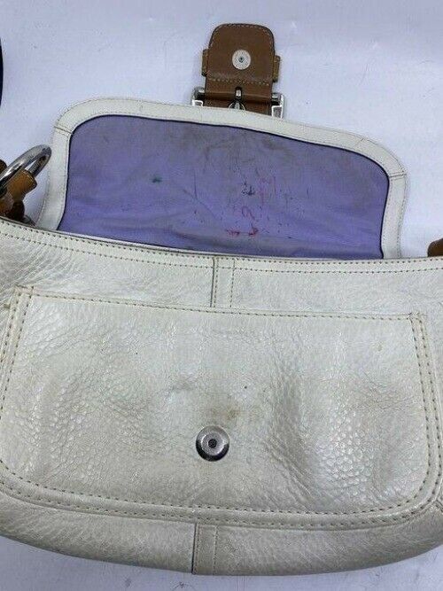 coach off white brown leather shoulder bag