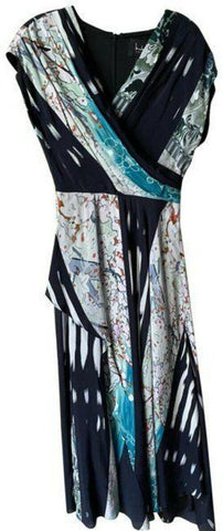 Nicole Miller black teal white msrp long casual maxi dress